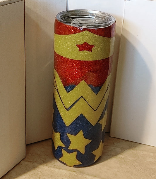Custom Glitter Wonder Woman Tumbler