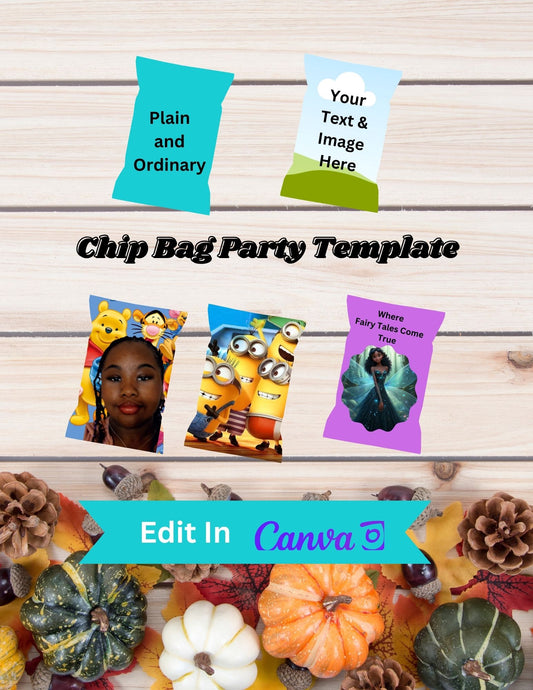 Digital Template for Customized Party Chip Bag